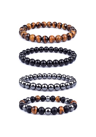 Doğal Kaplan Gözü, Obsidyen , Hematit Bileklik Çok Renkli