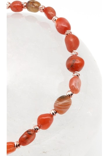 Akik Doğal Taş Makrome Örme Bileklik Şekilsiz Kesim Çok Renkli