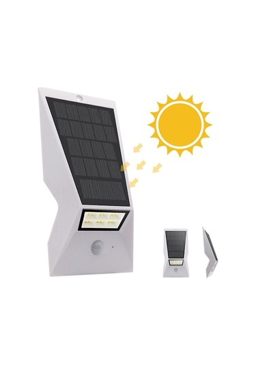 Güneş Enerjili Pır Sensörlü Duvar Lambası Ip65, 3 Aydınlatma Modu, 3.5w, 400lm, Dış Mekan Için Beyaz Beyaz