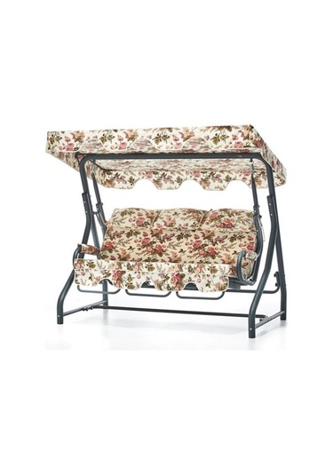 Salvia 3 Kişilik Bahçe Balkon Teras Salıncağı - Panama Kumaş Ekru