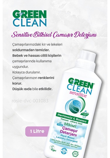 Green Clean Sensitive Çamaşır Deterjanı 1000 Ml 7 Al 6 Öde Ve Rosie Hediye