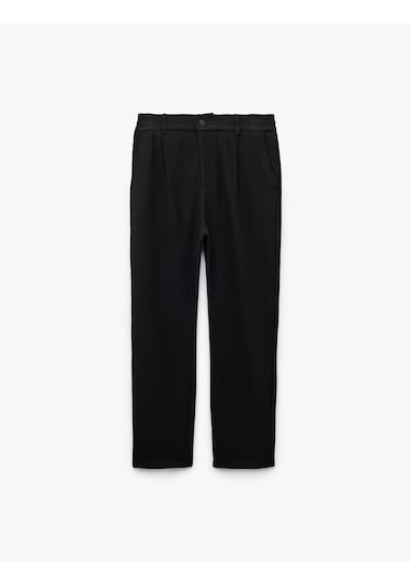 Koton Normal Bel Cep Detaylı Düğmeli Fitilli Chino Pantolon Siyah 6wam40010hk Siyah