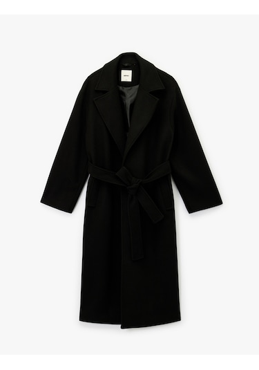 Koton Uzun Kollu Cepli Kemerli Uzun Kaşe Kaban Siyah 6wak00268ew Siyah Koton Uzun Kollu Cepli Kemerli Uzun Kaşe Kaban Siyah 6wak00268ew Siyah