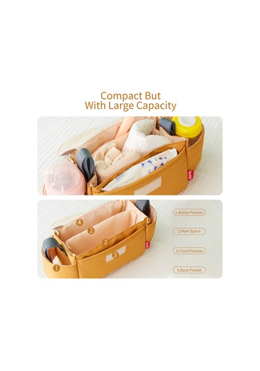 Vkemall Bebek Arabası Nylon Su Geçirmez Askı Çantası - 34cm Dahili Bölmeli Sulu Mamül Çantası, Toz Ve Kir Dayanıklı Kahverengi Kahverengi