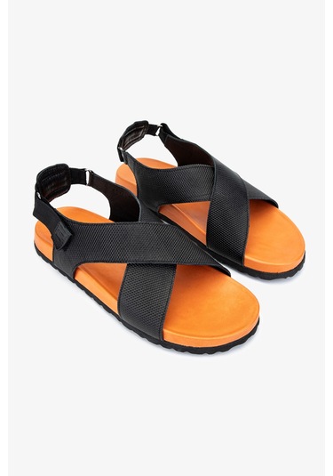 Valmenti Nia Erkek Siyah Tekstil Deri Duz Sandalet 60 9577 Erk Sndlt Y24 Siyah