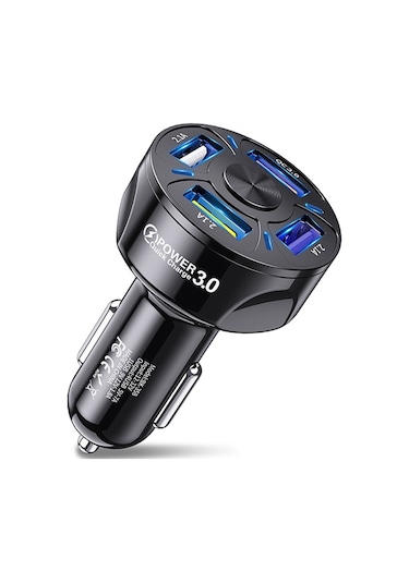 Uslion QC3.0 4 Port Çıkışlı Çoklu Usb Araç Şarj Aleti Siyah