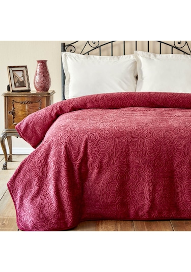 Karaca Home Scala Sarabi Çift Kişilik Embosy Battaniye Kırmızı
