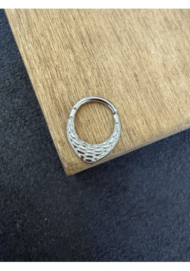 316 L Cerrahi Çelik Otantik Desenli Oval Model Halka Piercing Gold