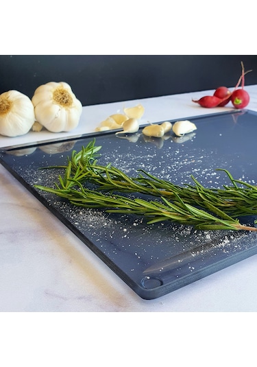 Kanallı Cam Kesme Tablası | Füme Cam | 25cm x 35cm