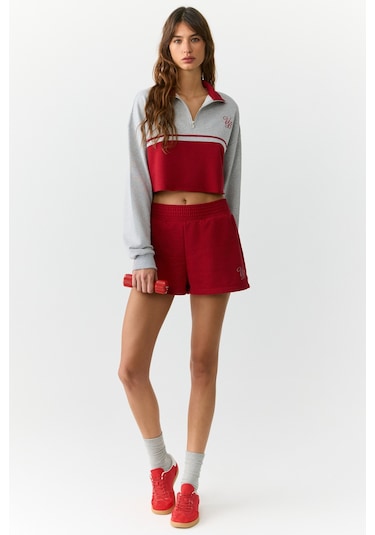Urban Beat Mıkaela Kadın Dik Yakalı Crop Grimelanj Sweatshirt Grimelanj