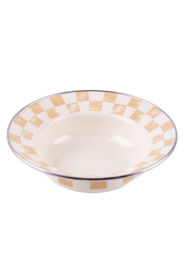 Beige Emaye Çukur Makarna Ve Salata Tabağı