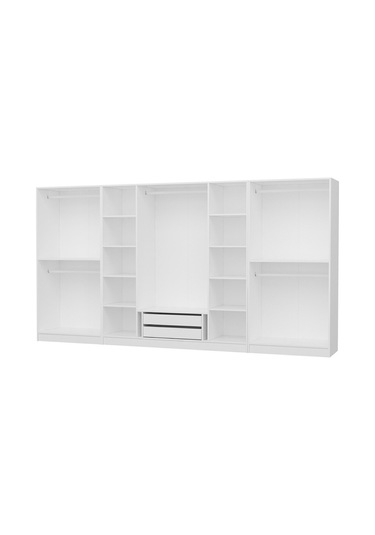 Kale 8 Kapak Aynalı 2 Çekmece Zincir Dolap - Beyaz 190cm