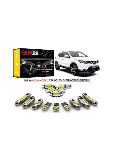 Nissan Qashqai J11 Cam Tavanlı Model Led İç Aydınlatma Ampul Seti Femex Parlak Beyaz