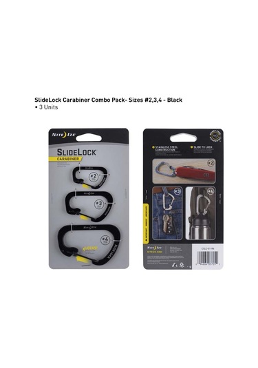 Nite Ize Slidelock Paslanmaz ÇElik Karabina 3lü Paket-Siyah