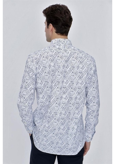 Koyu Lacivert Uzun Kol Baskılı Düğmeli Yaka Cepli Comfort Fit Rahat Kesim Klasik Gömlek 1004225201-koyu Lacivert Koyu Lacivert Koyu Lacivert Uzun Kol Baskılı Düğmeli Yaka Cepli Comfort Fit Rahat Kesim Klasik Gömlek 1004225201-koyu Lacivert Koyu Lacivert