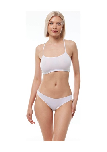 Malabadi 183 2'li Paket Kadın Modal Düşük Bel Iz Yapmayan Slip & Külot Beyaz