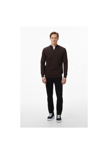 Nautica Erkek Kahverengi Classic Fit Kazak-12048 Kahverengi