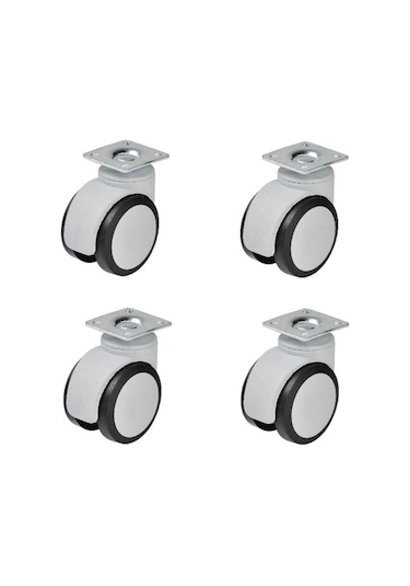 4 Adet Hts Büro Tipi Tablalı Dönerli Frenli Mobilya Tekeri Gri Kod : 561