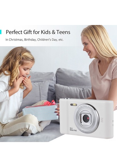 Kangvka 1080p Çift Lensli Dijital Kamera, 8x Zoom, 2.4 İnç Ekran, 5000w Pixel, Dahili Flaş, 32gb Tf Kart, Beyaz