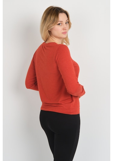 Sistas Kadın Taş Ve Boncuk Süslemeli Uzun Kollu Bluz 24589 Kiremit Kiremit