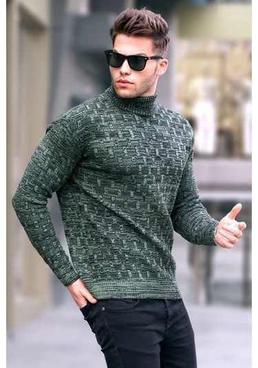 Açık Haki Balıkçı Yaka Triko Kazak 5758 Açık Haki