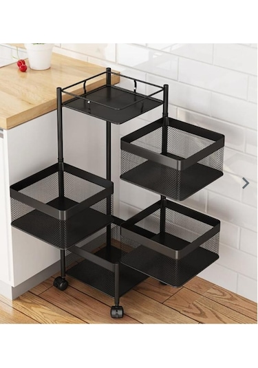 Trendesk Siyah Metal Banyo Organizer - Banyo Düzenleyici -Kozmetik Takı Düzenleyici Siyah