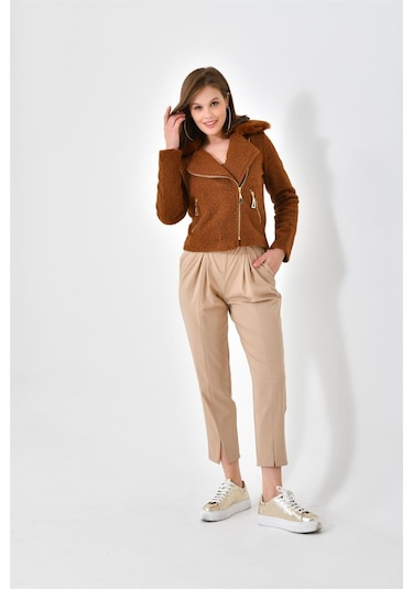 Ftz Women Kadın Kürk Detay Mont Taba Rbn4039-taba Taba