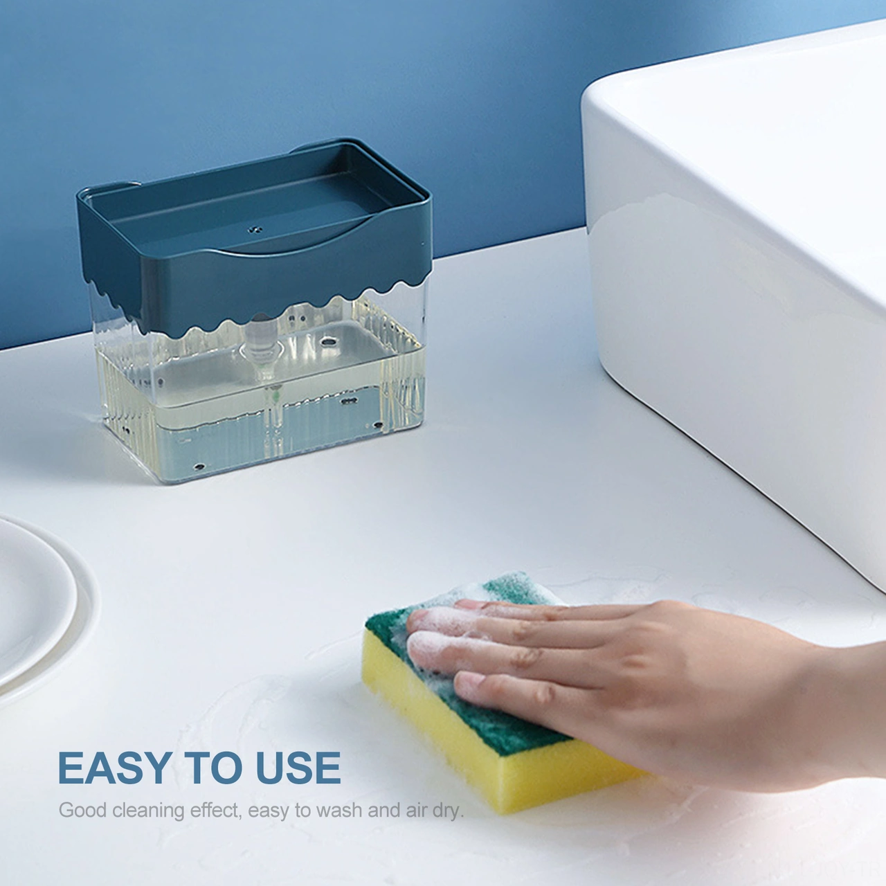 Youmex Küçük Mekanlar İçin Abssponge Tutuculu Sabun Dağıtıcı - Büyük Kapasiteli, Kolay Doldurulabilir, Ev Ve Restoranlarda Kullanım Koyu Gri