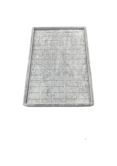 Yerli Üretim Küçük Boy Süet Kumaş Gri Renk 24/17,5 Cm Batırmalı Yüzük Küpe Tablası Çok Renkli