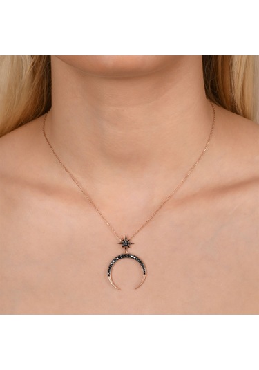 Zirkon Taşlı Pırlanta Montür Yıldız Hilal Rose Altın Kaplama Güm