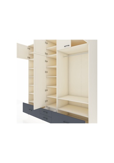 Kronos Dolap 18 Raflı 4 Çekmeceli Tek Askılı 220x59x243 Aytaşı-aytaşı/antrasit Aytası/antrasıt