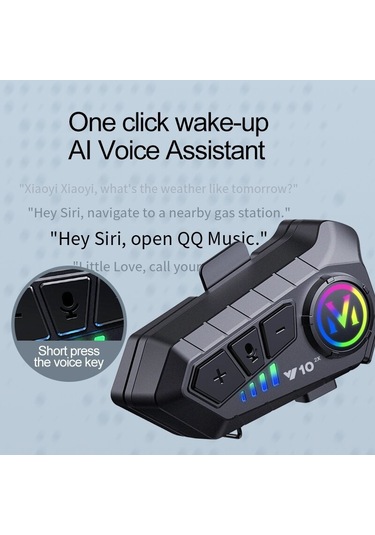 Çeşithane Y10 2x Motosiklet Kask Kulaklığı 300m Interkom, Su Geçirmez Bluetooth Kulaklık, Aı Sesli