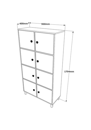 Robinhome Robin Home Vivaldi F Ofis Klasör Dolabı 8 Kapaklı Metal Ayaklı Ba