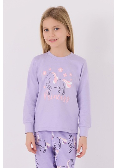 Roly Poly 3477 Princess Kız Çocuk Lila Uzun Kol Pijama Takım Lila