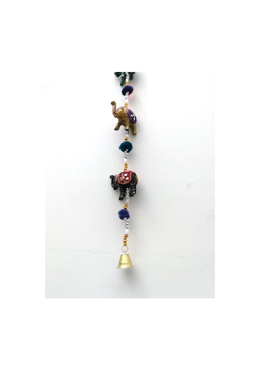 Dekoratif Asmalı Yedili Rengarenk Bereket Filleri Kapı Zilli Kapı Önü Aksesuar Duvar Dekoru Ev Dekorasyon