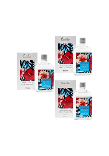 Pomellos 80 Derece Jamaika Gülü & Beyaz Frangipani Kolonya Cam Şişe 3 x 250 ML