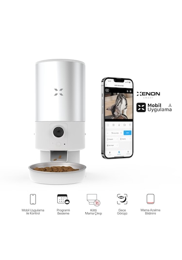 Xenon Smart Akıllı Otomatik Paslanmaz Çelik Hazneli Kedi Mama Kabı X8605