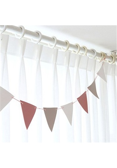 Yaleker Piknik Ve Kamp İçin 3 Metre Deri İpli Pembe Bayrak Seti 12 Adet Bayrak Pembe