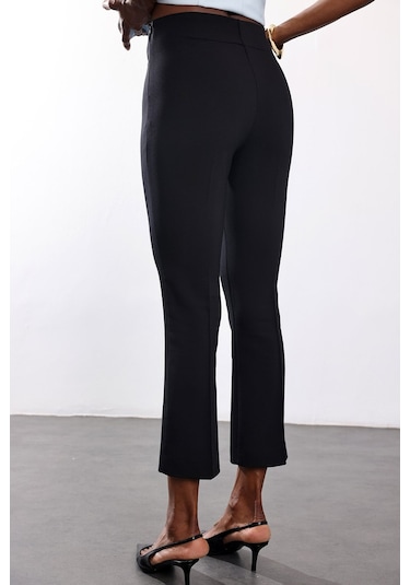 5in1Canpolat Siyah Mini Flare Pantolon