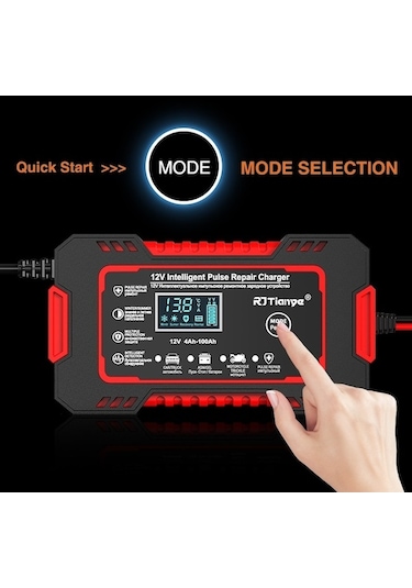 12v6a Motosiklet Araba Akü Şarj Cihazı Akıllı Evrensel Tamir Kurşun-asit Şarj Cihazı Wh
