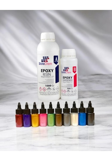 Ultra Şeffaf Parlak Epoksi Reçine 1500 Gr + 10 Renk Sıvı Sedefli