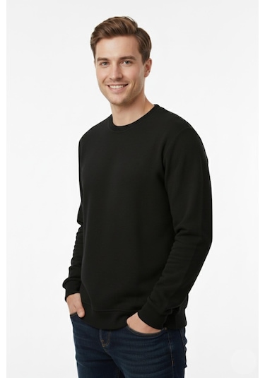 Dynamo Erkek Büyük Beden Sıfır Yaka Selanik Sweatshirt Bgl-st04927 Siyah