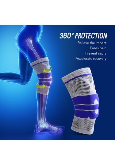 Kosona L Bedenli 2 Adet Silikon Yastık Ve Çift Taraflı Yaylı Desteği, Akıllı Dokuma Ventilasyonlu Spor Dizlikleri - Basketbol, Koşu, Bisiklet İçin