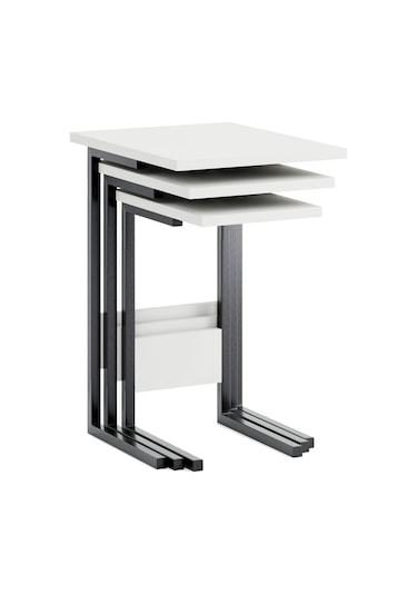 Zg3 Metal Zigon Sehpa 3'lü Beyaz