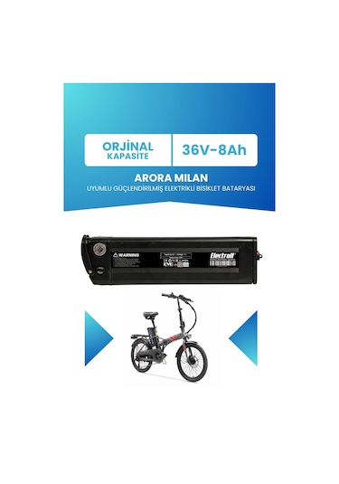 Arora Mılan Uyumlu Batarya 36v 8ah Elektrikli Bisiklet Bataryası Siyah