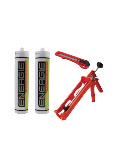 2 Adet Beyaz Mastik Ve Silikon Tabancası + Maket Bıçağı Beyaz