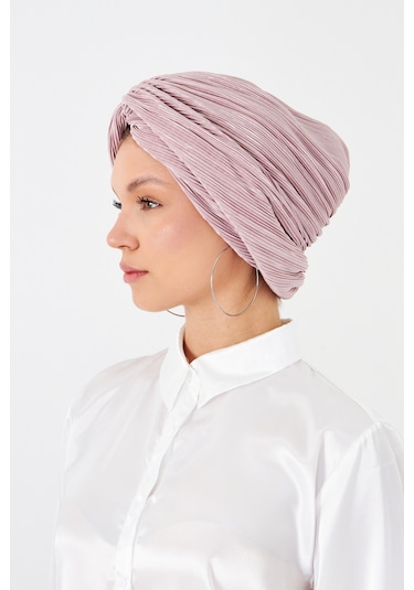 Gül Kurusu Çapraz Büzgülü Tesettür Bone Fukuro Piliseli 2512 18 Gül Kurusu