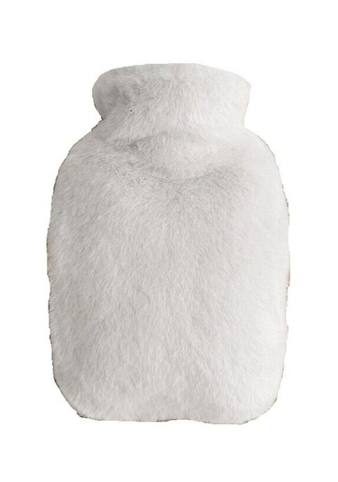 Sıcak Su Torbası Yan Cepli Beyaz Peluş Termofor 27x17x2cm 750ml