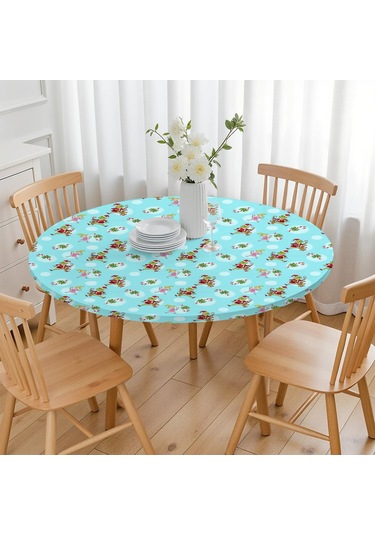 Noel Desenli Yuvarlak Elastic Masa Örtüsü, 36-44 İnç, Suya Dayanıklı, Piknik Ve Kamp İçin Noel Grinch Şeker