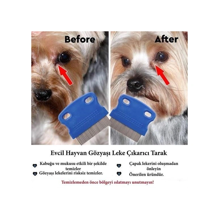 Buffer Evcil Hayvan Kedi Köpek Pire Tarağı Ve Köpek Gözyaşı Lekesi Tarağı Çok Renkli